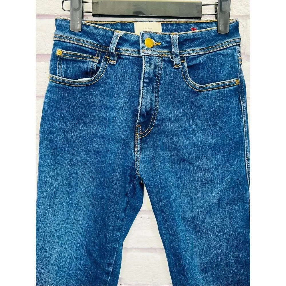 Sezane Denim Womens Blue Denim Stretch Mid-Rise Ankle Jeans Dark Wash Size 28